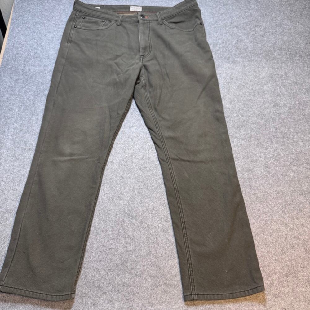 Weatherproof Vintage Men's 36x30 Fleece Lined Canvas Pants Olive Green Workwear